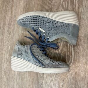 Stonefly Sky Blue Womens Easy 1 Low Top Trainers Wedge sz 6 EU 36